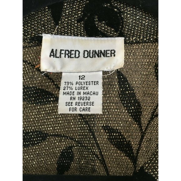 Alfred Dunner Blouse Size 12 Long Sleeves Black Gold Holiday Party Fall Career - Picture 6 of 7